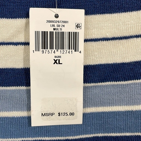 NEW Lauren Ralph Lauren Womens XL Striped Off-The-Should Multi color Crop Top - Picture 7 of 8